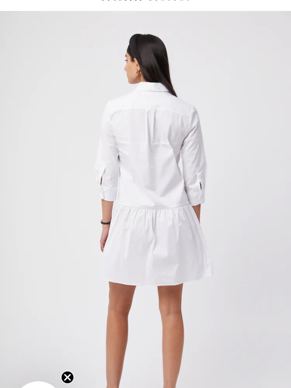White Shirt Dress with Tiered Skirt - Classic Women's Dress - Picture 2 of 3